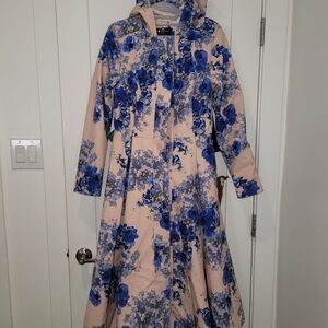 Casual Pink and Blue Long Sleeve Trench Coat